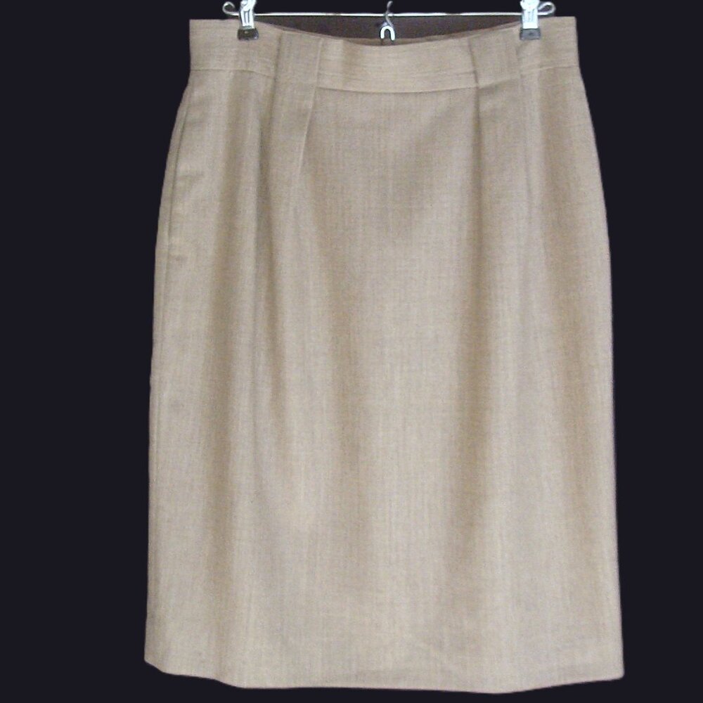 Vintage 90s Oatmeal Heather Lined Wool Secretary Skirt